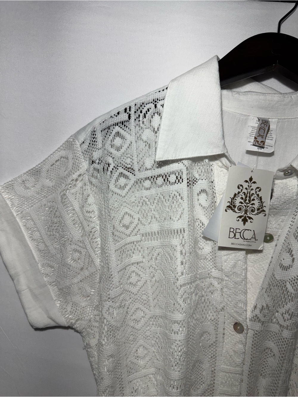 BECCA White Lace Midi Dress with Tie Waist - Picture 3 of 11
